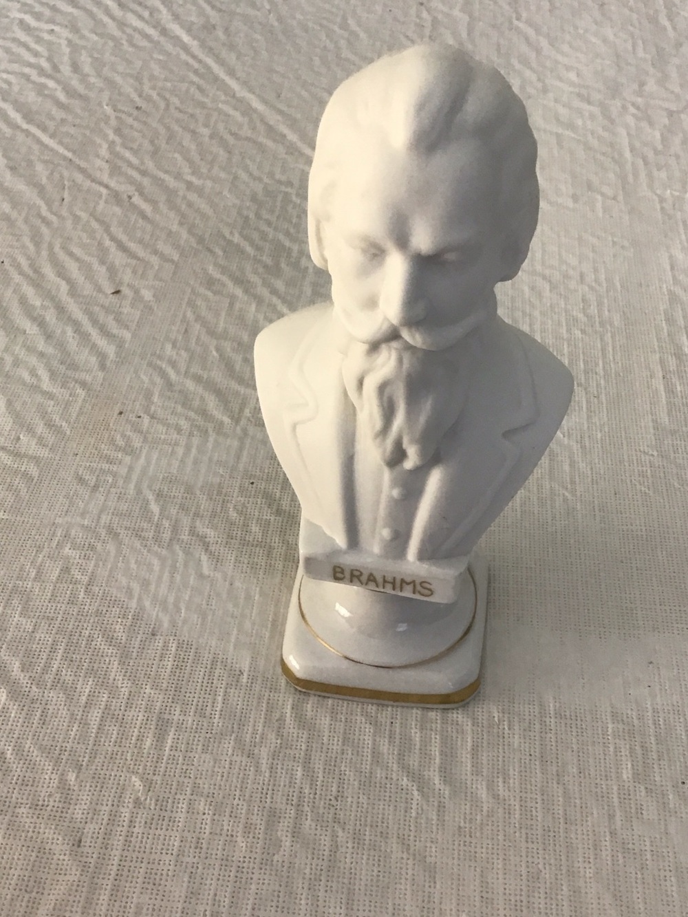 White Ceramic Brahms Bust with Gold Trim - Decorative Home Accent #144